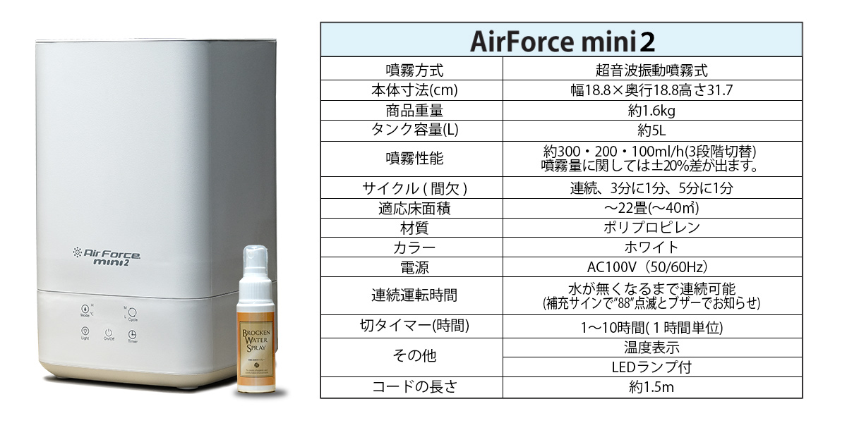 Air Force mini2(エアフォースミニ２)本体仕様